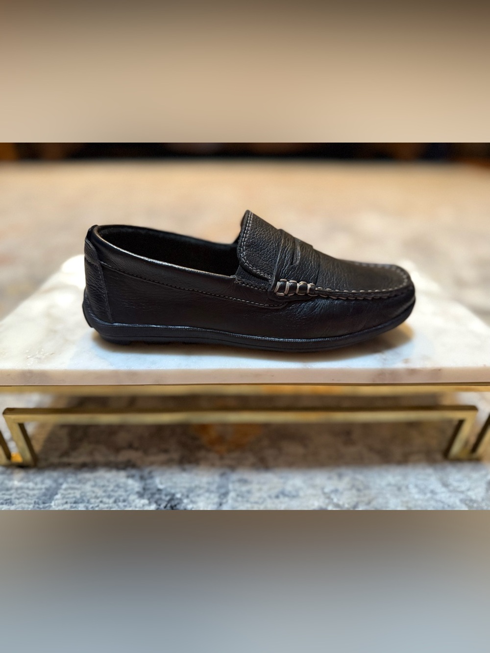 Flag Ltd Boys Turbo Leather Penny Driver Loafer in Black - 2M